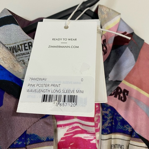Zimmermann pink poster mini dress sz0 or sz6aud, as new, no faults - Picture 6 of 9